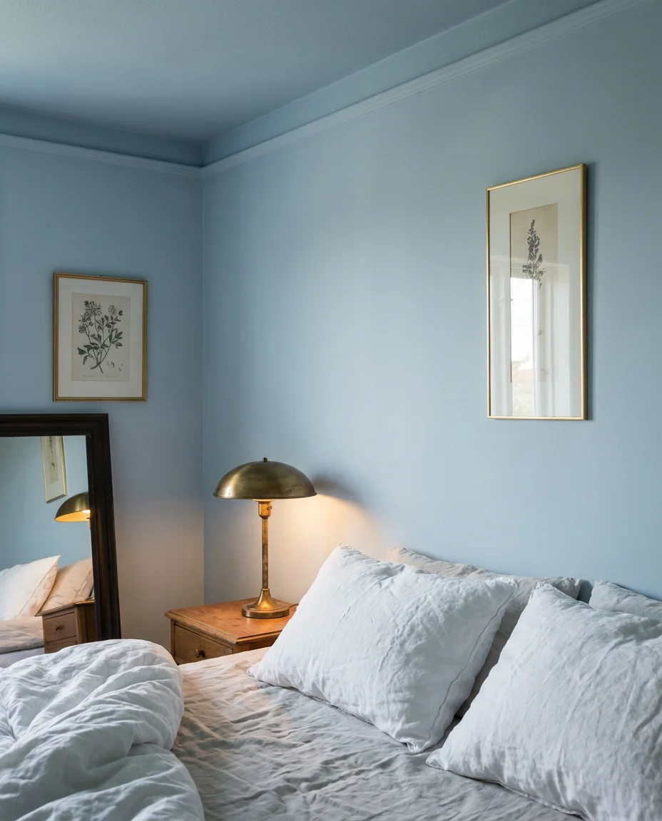 Aesthetic Bedroom for Women with a Soft Blue Color Palette 2