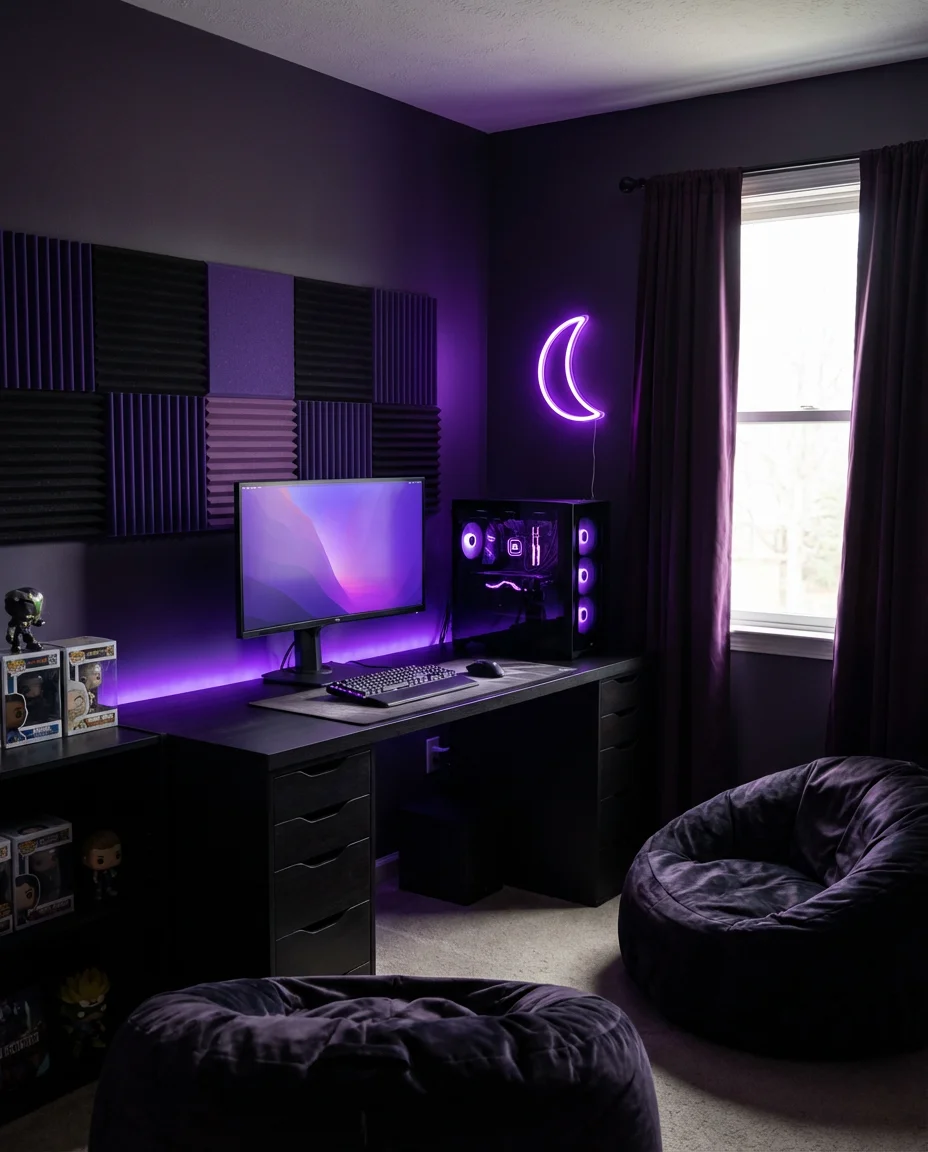 Aesthetic Dark Purple Gamer Den 1