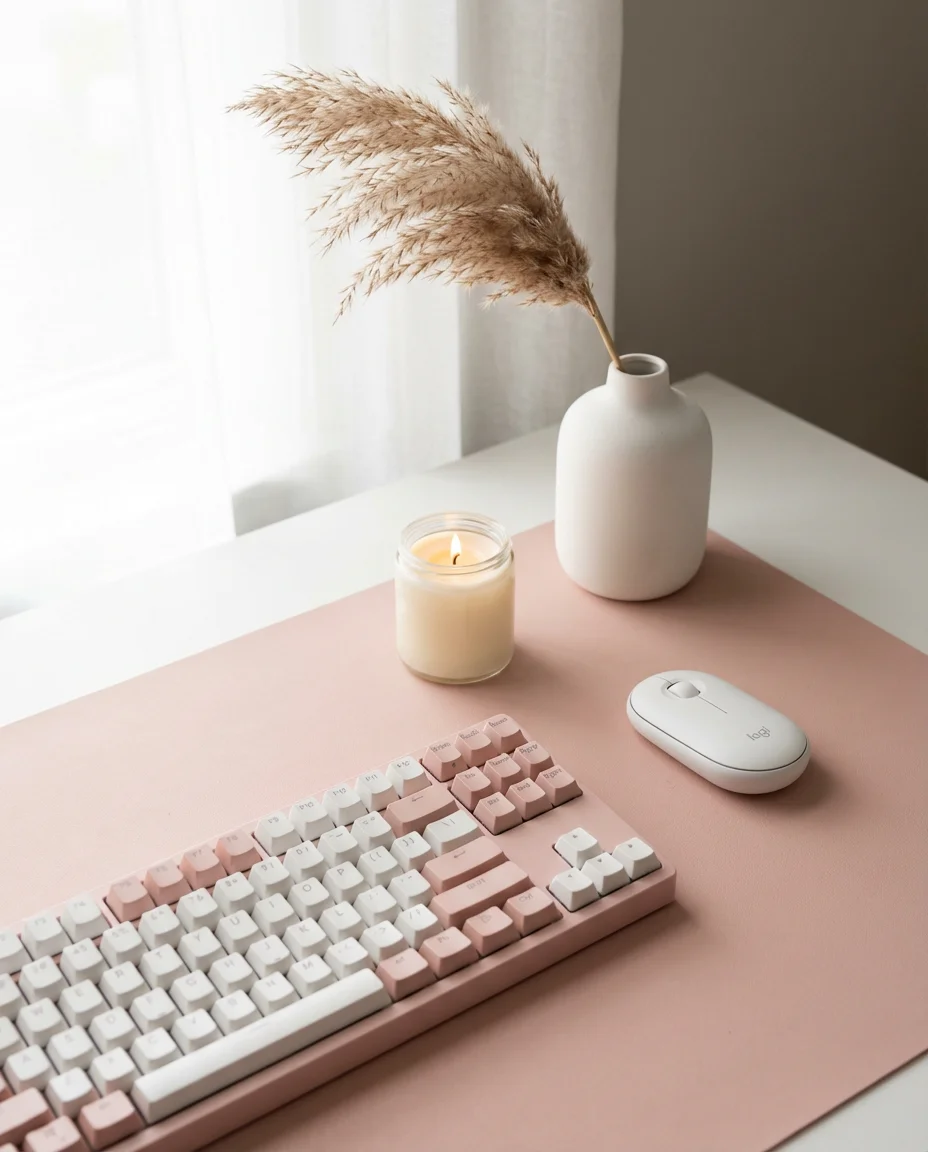 Aesthetic Pink and White Setup 2