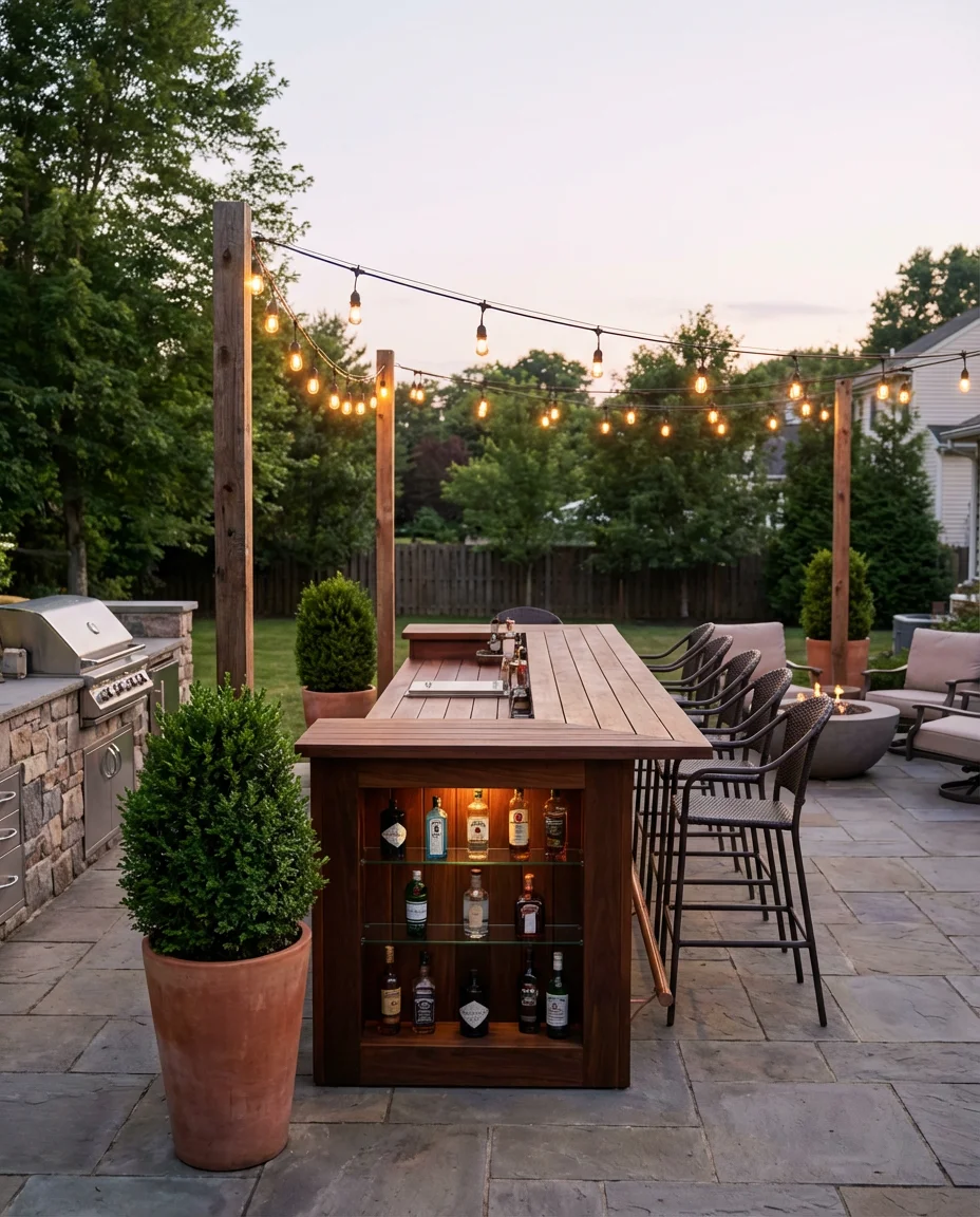 Backyard Entertainment Zone with Outdoor Bar 2