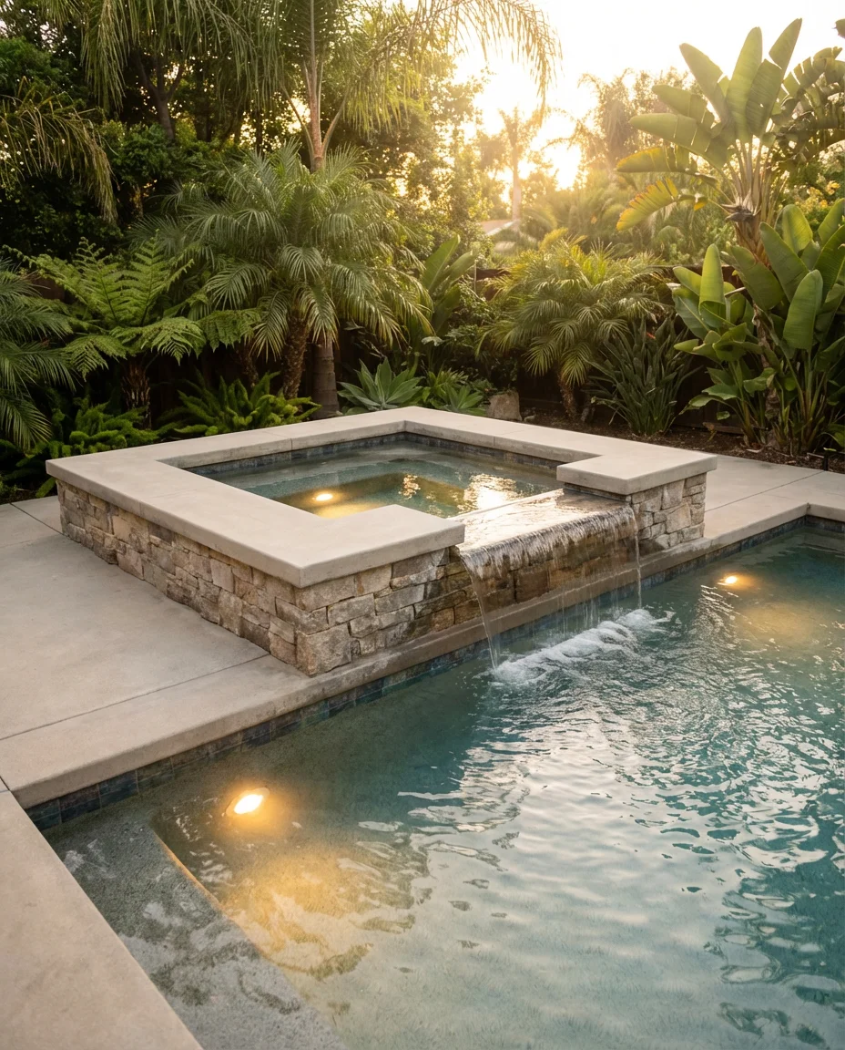 Backyard Pool with Hot Tub Combo 1
