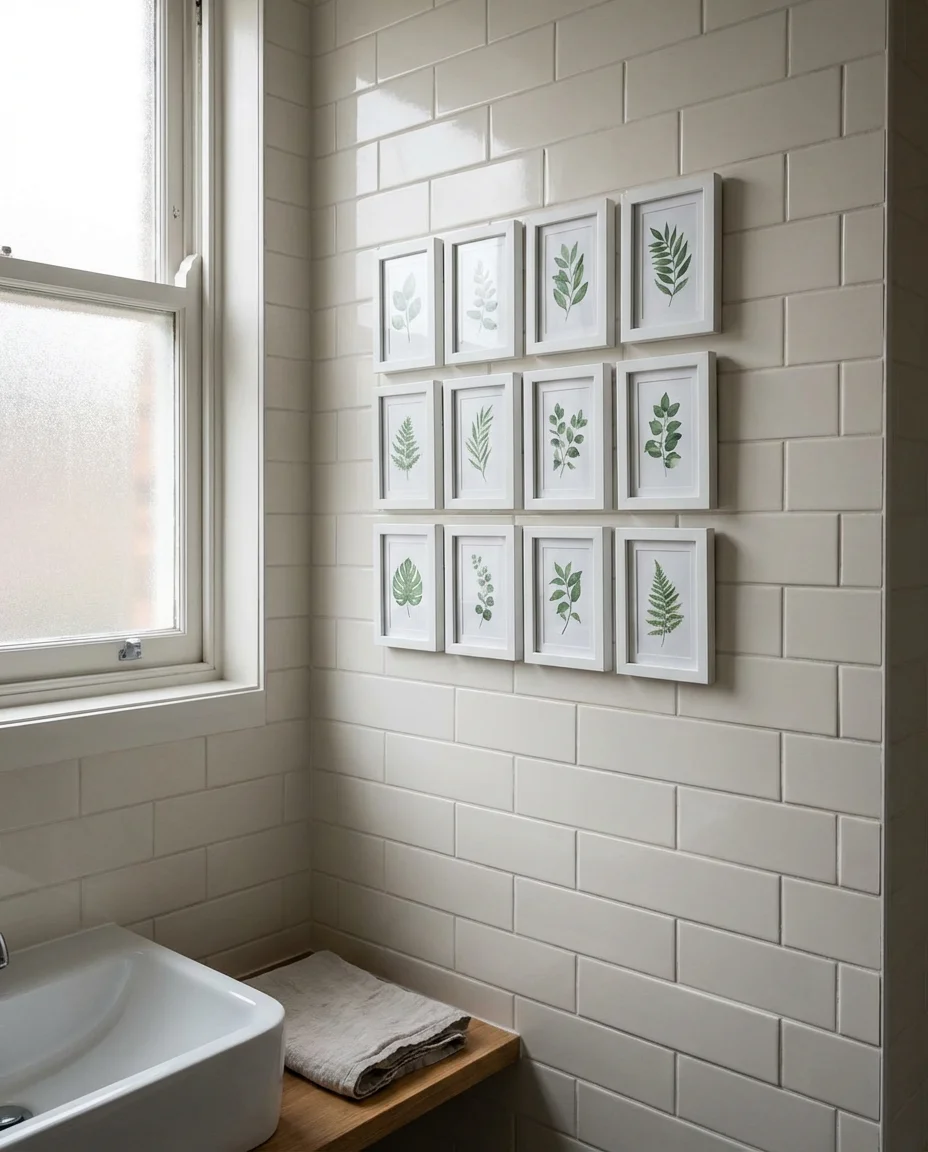 Bathroom Gallery Wall with Small Botanicals 1