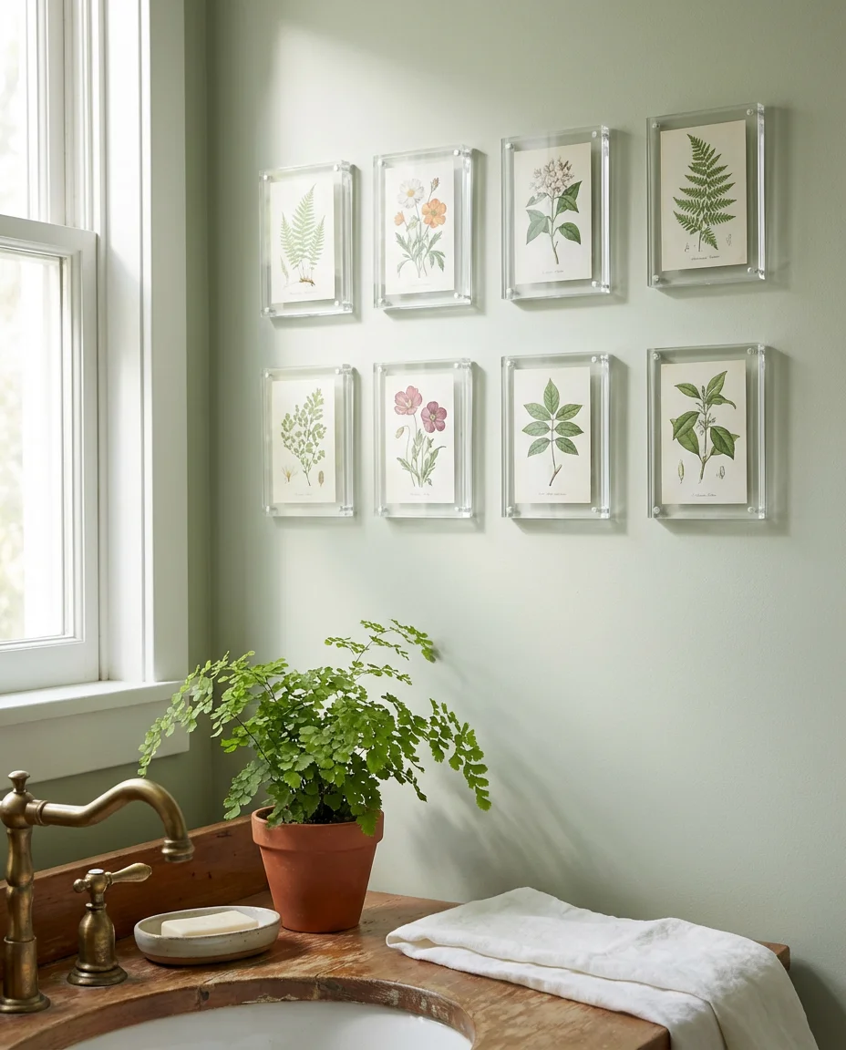Bathroom Gallery Wall with Small Botanicals 2