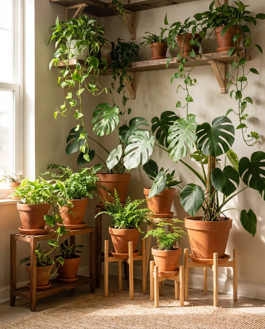 Biophilic Living Room Design With Plants and Light 2