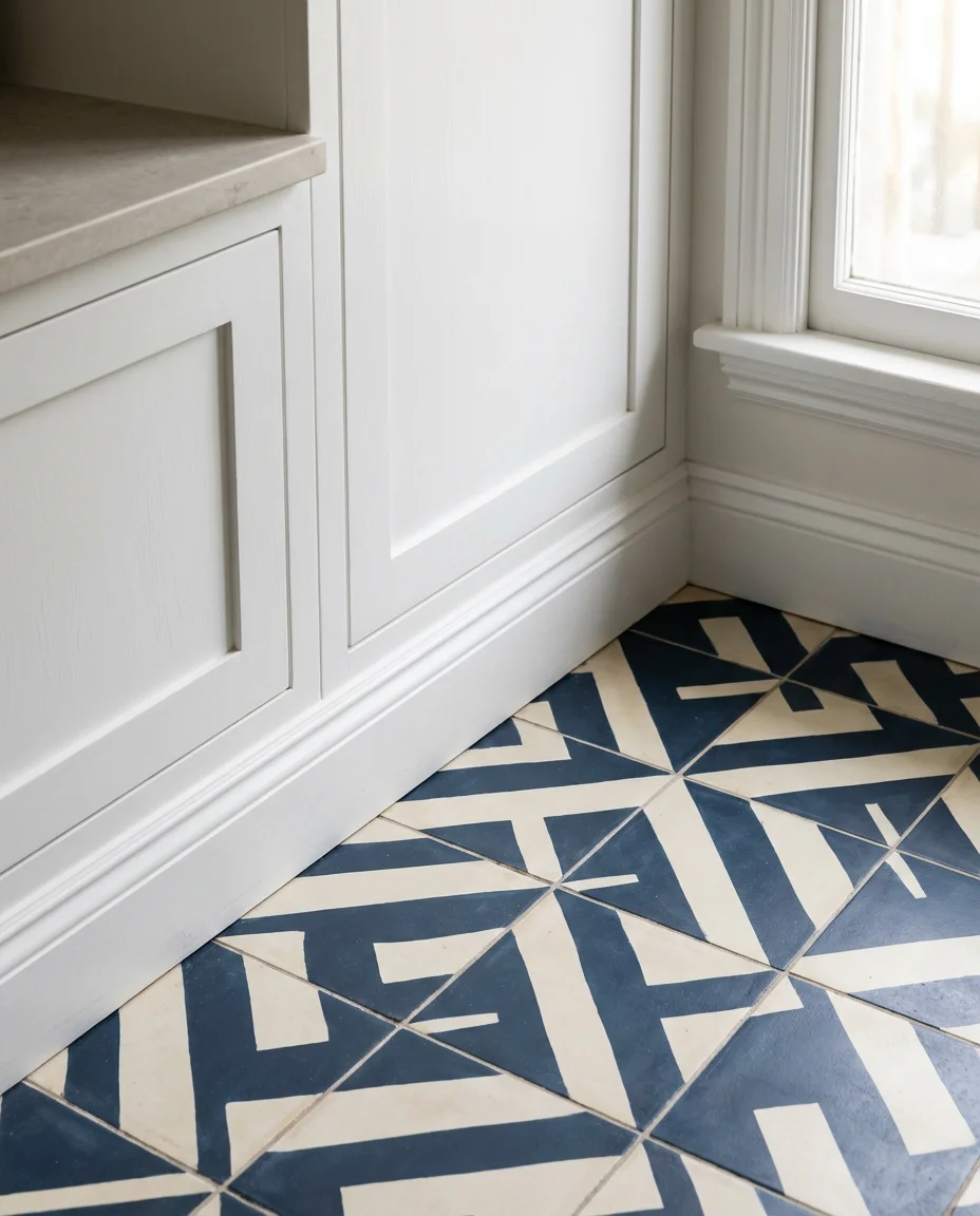 Blue and White Coastal Kitchen with Pattern Play 2