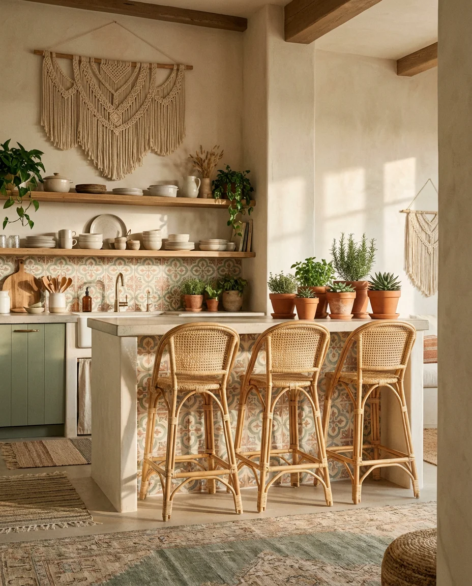 Boho Coastal Kitchen with Warm Textures 1