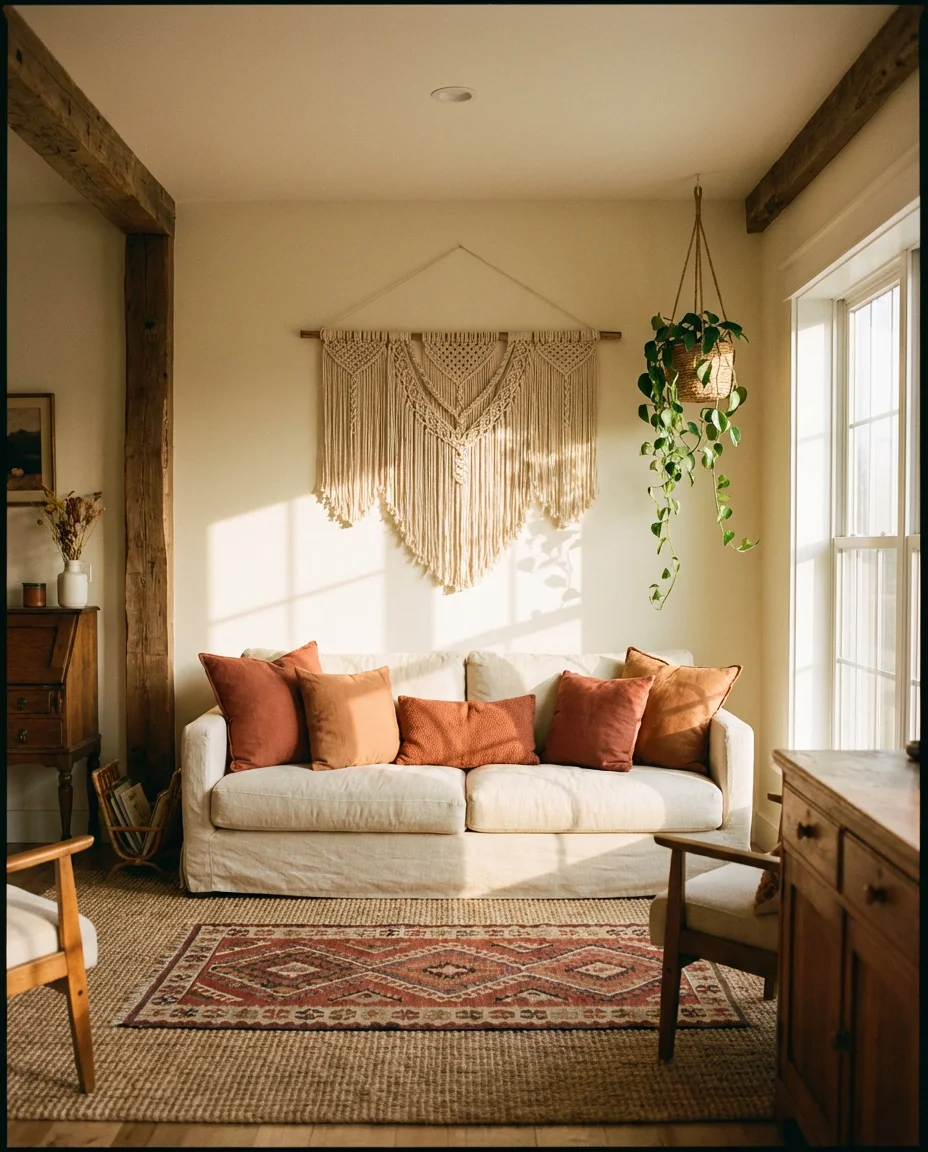 Boho Farmhouse With Macramé and Woven Textures 1