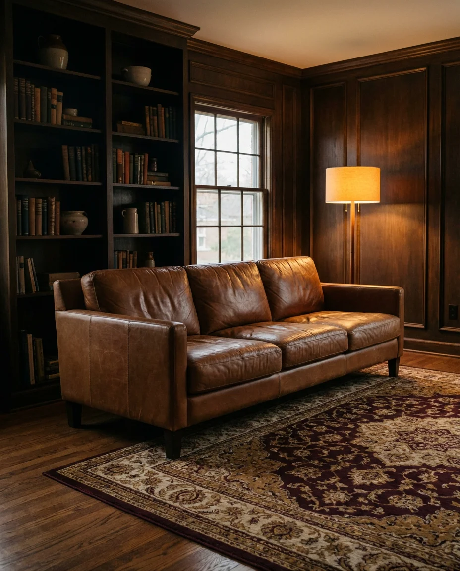 Brown and Cognac Tones for a Warm Moody Room 1