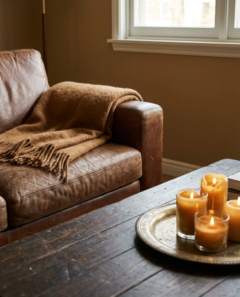 Brown and Cognac Tones for a Warm Moody Room 2