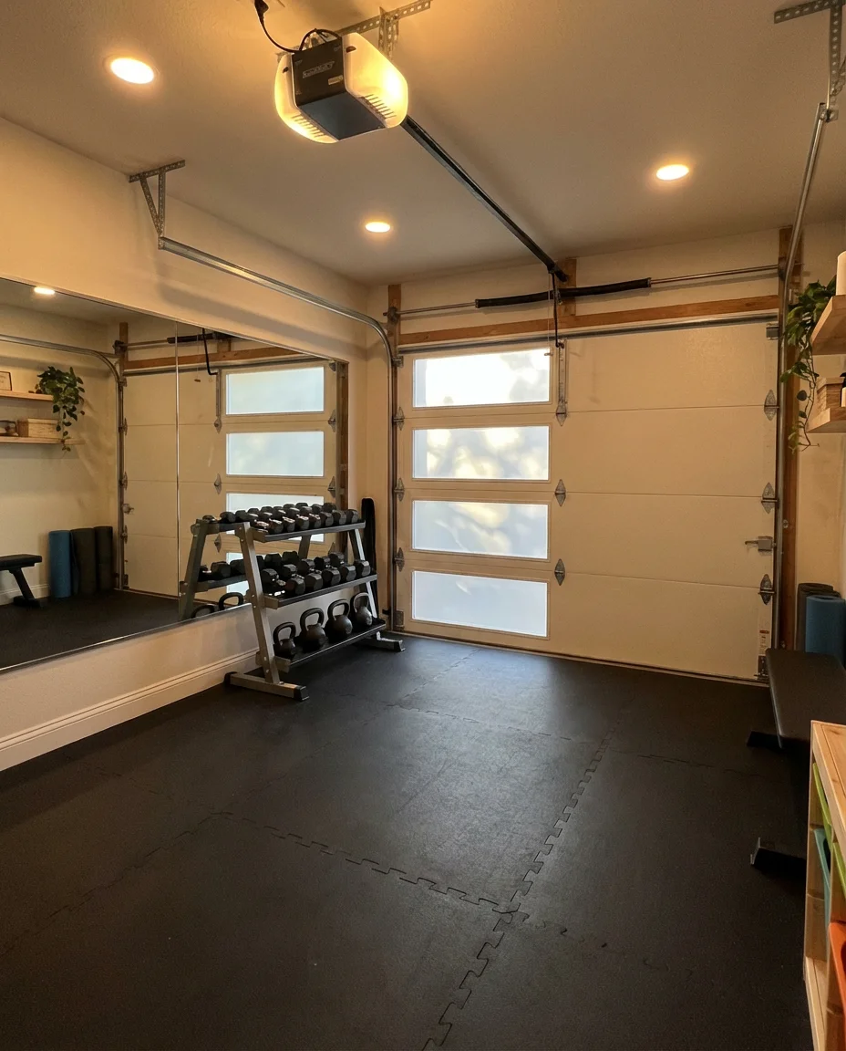 Closing Off the Garage for a Home Studio or Gym 1