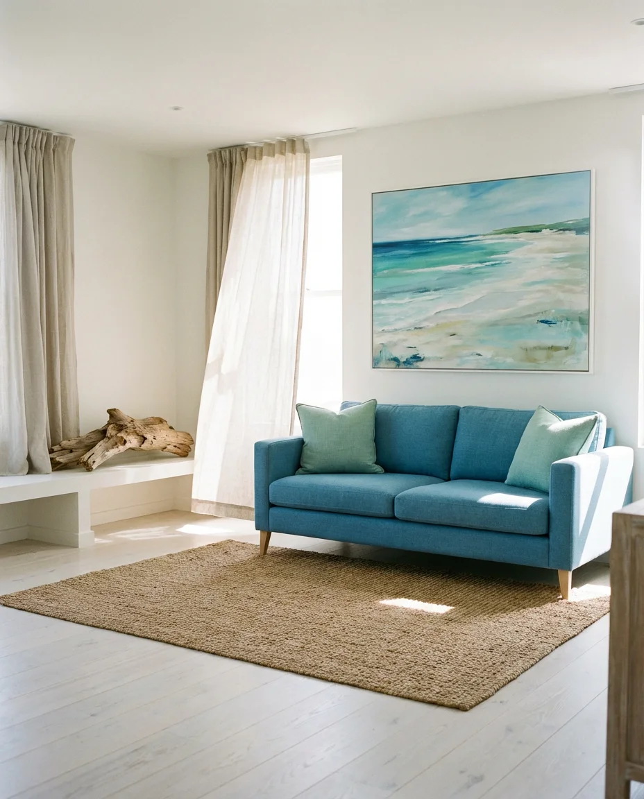 Coastal Blue and Green Living Room 1