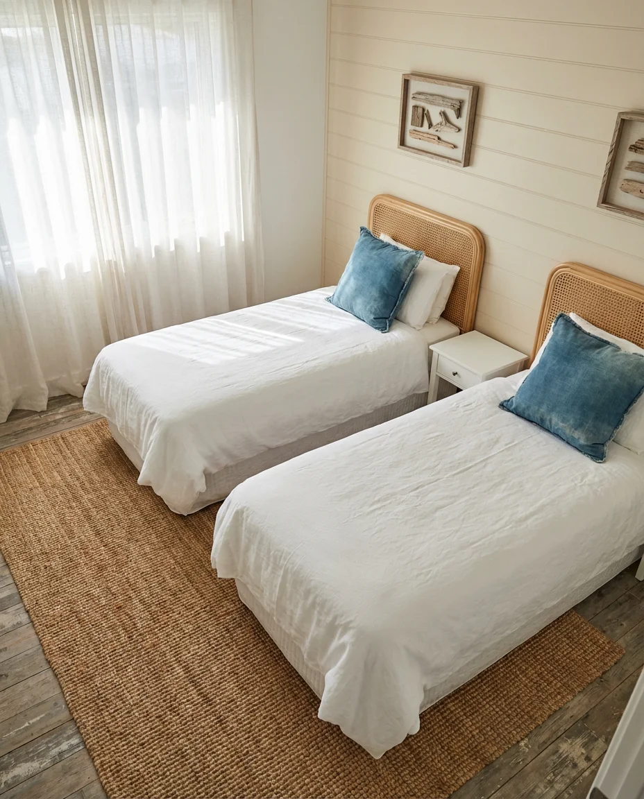 Coastal Twin Bedroom With Breezy Blue Tones 1