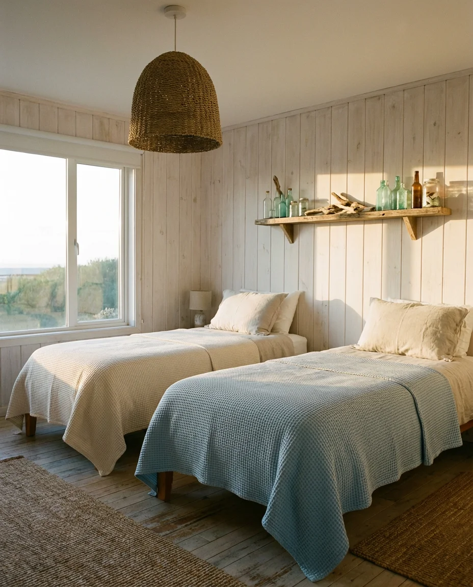 Coastal Twin Bedroom With Breezy Blue Tones 2