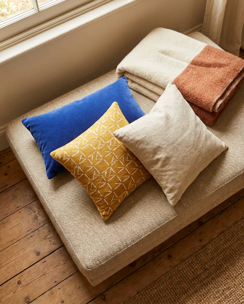 Colorful Accent Pillows and Textile Layers 2