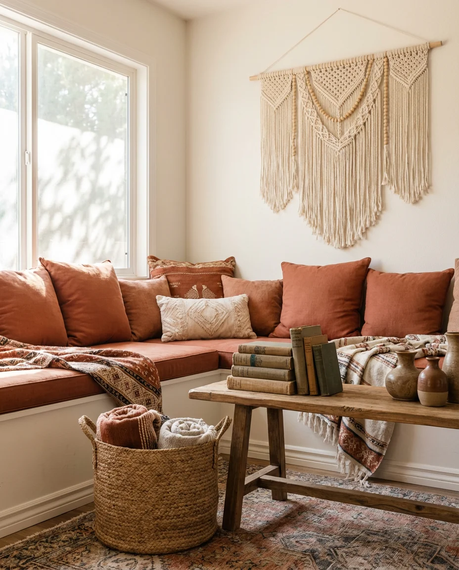 Cozy Boho Living Room With Warm Layers 2
