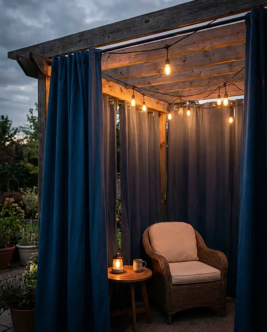 Cozy Covered Patio With Outdoor Curtains 2