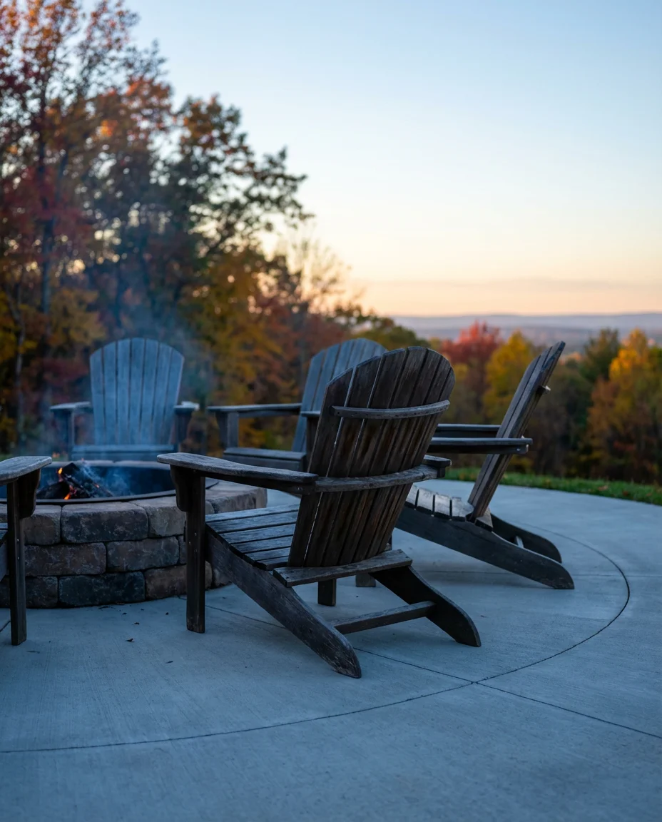 Cozy Fire Pit Patio With Adirondack Chairs 2