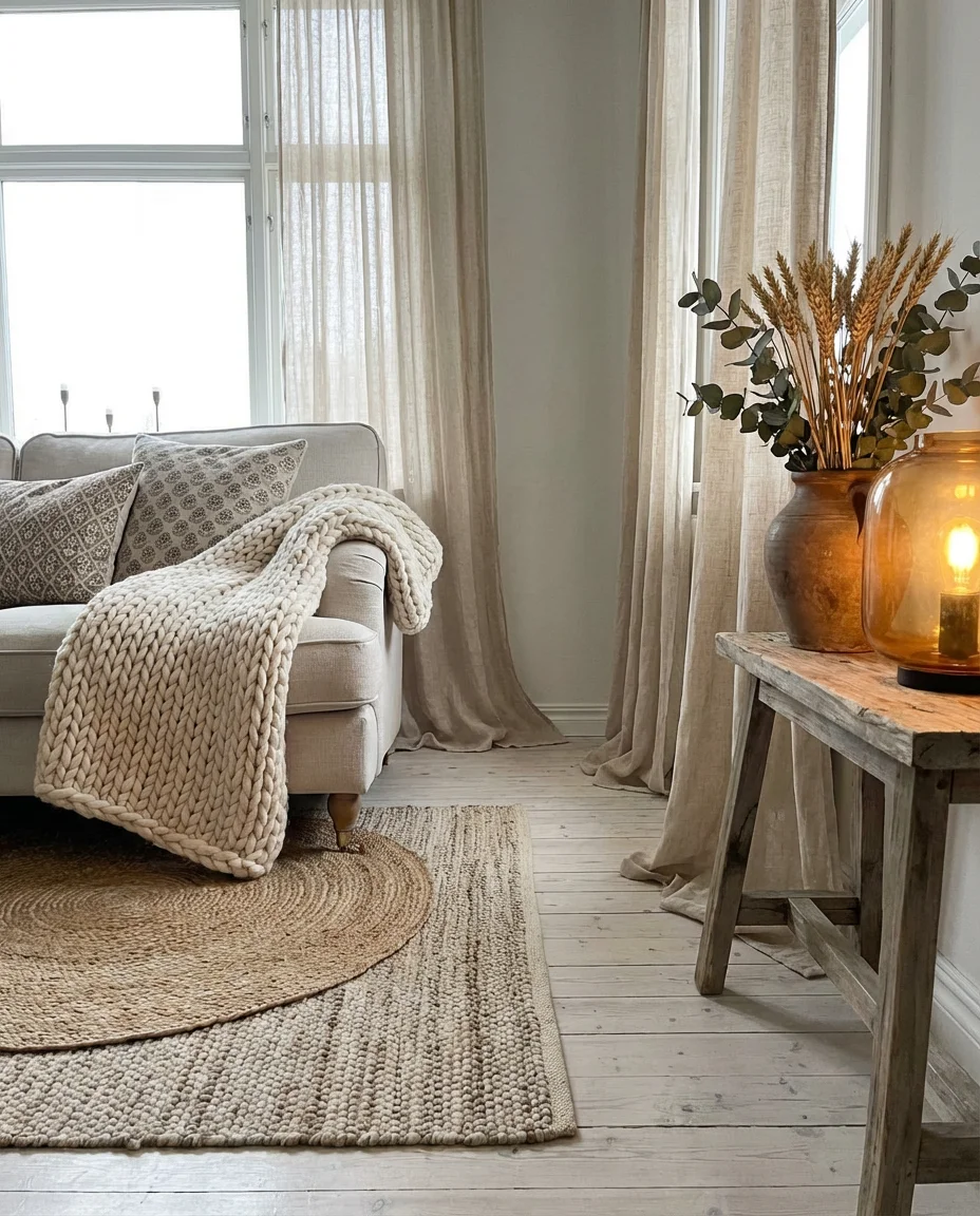 Cozy Layered Textiles and Soft Lighting 1