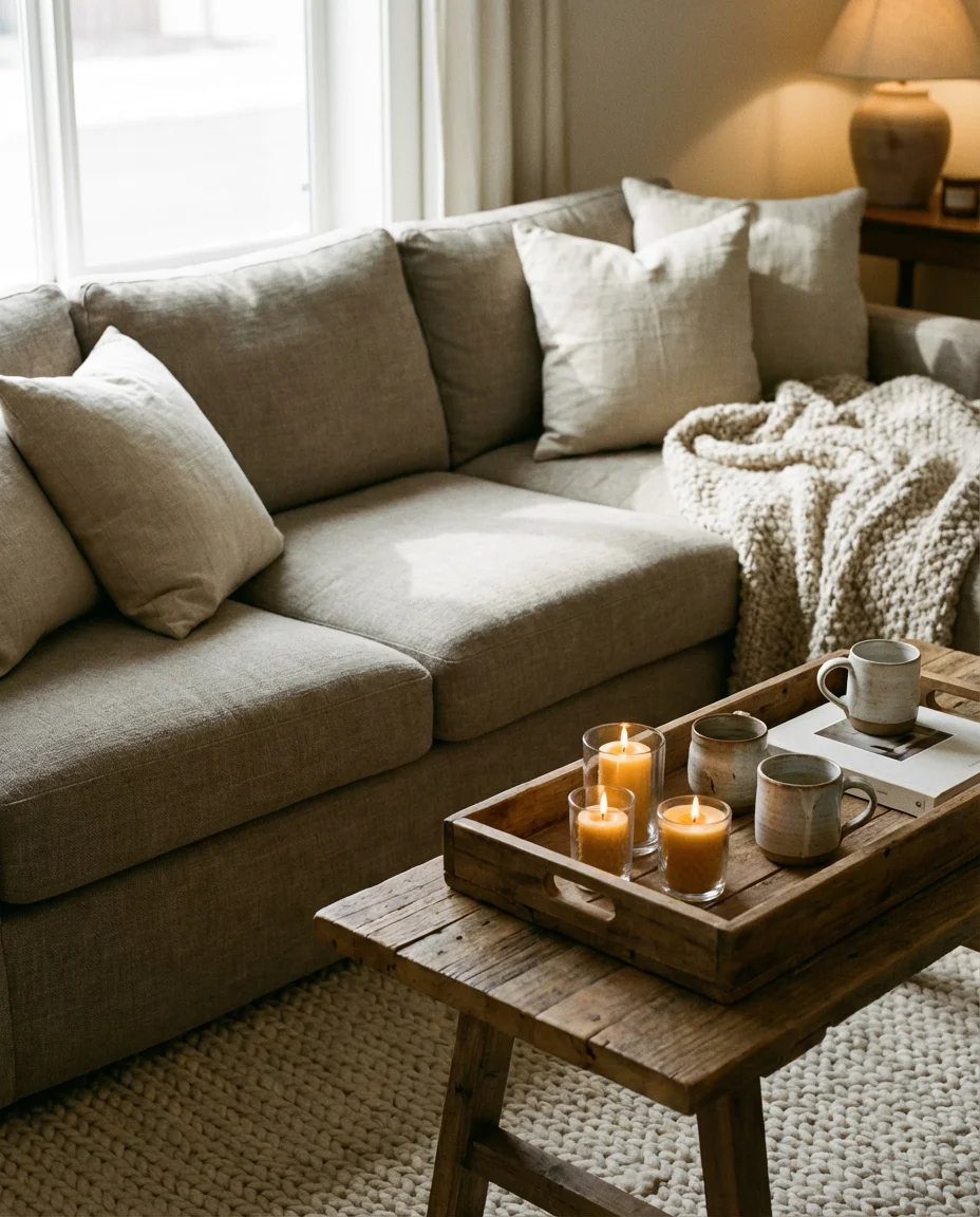 Cozy Modern Farmhouse With a Gray Couch 2