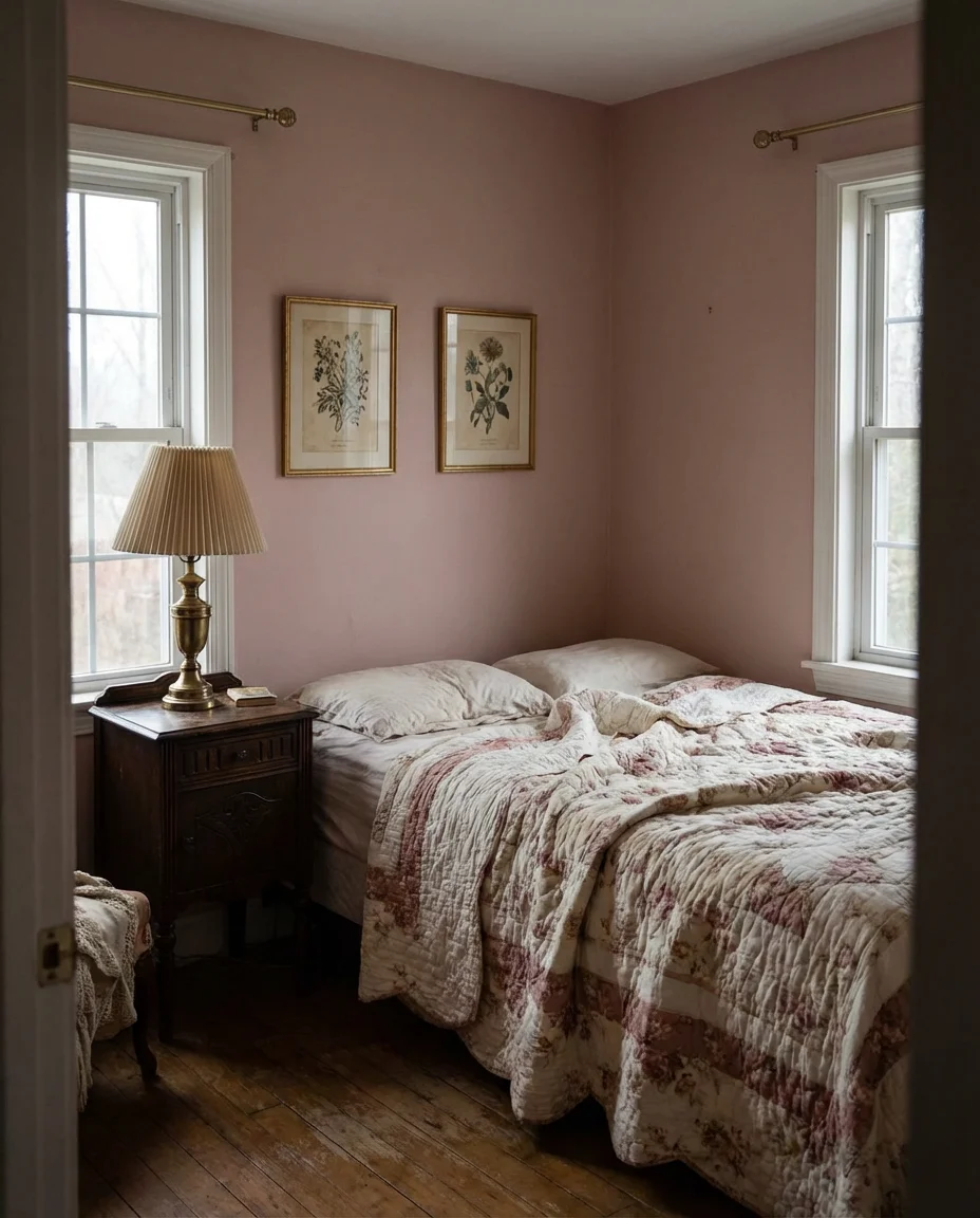 Cozy Pink Bedroom with Romantic Vintage Touches 1