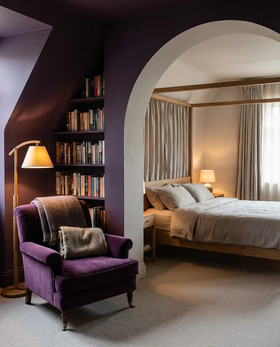 Cozy Purple Reading Nook Bedroom 2