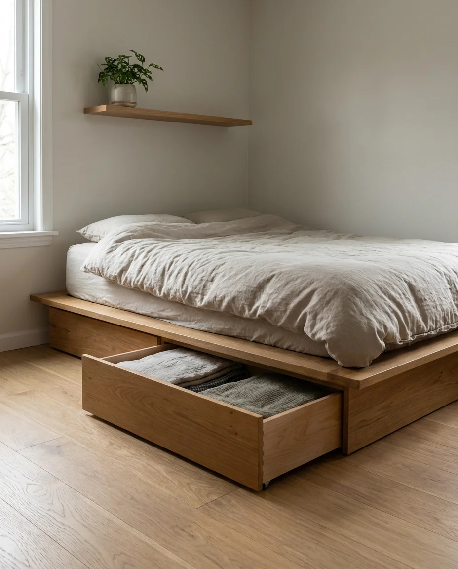 DIY Platform Bed with Built-In Storage Drawers 2