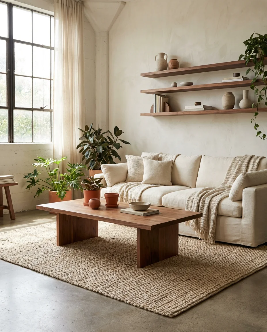 Dark Earthy Living Room with Velvet and Brass 1