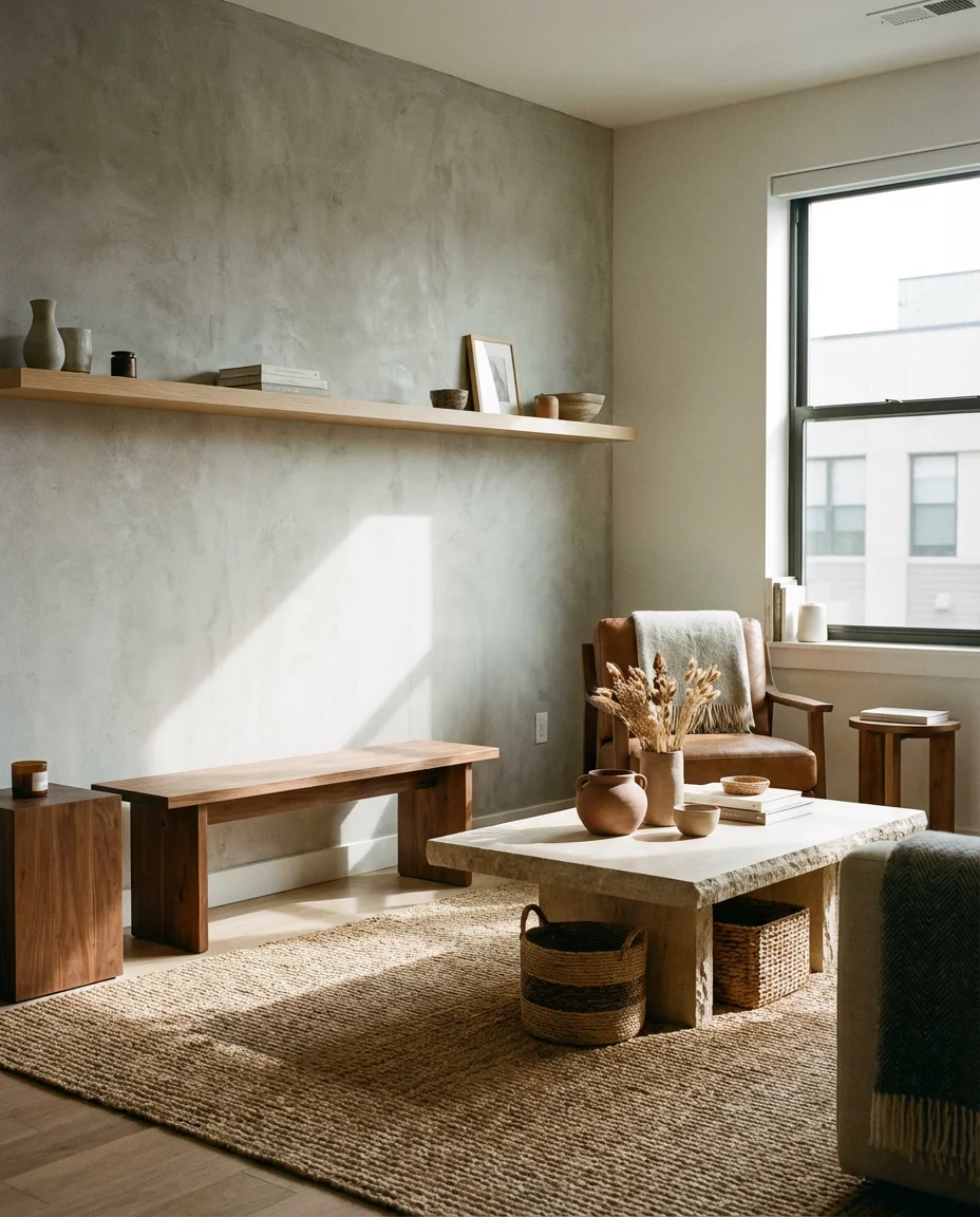Dark Earthy Living Room with Velvet and Brass 2