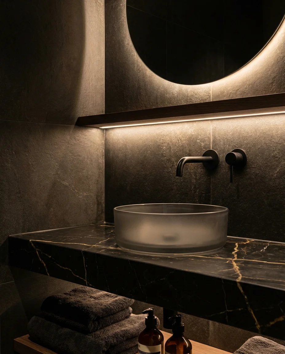 Dark Luxury Bathroom with Black Marble and Velvet-Accents-2.webp