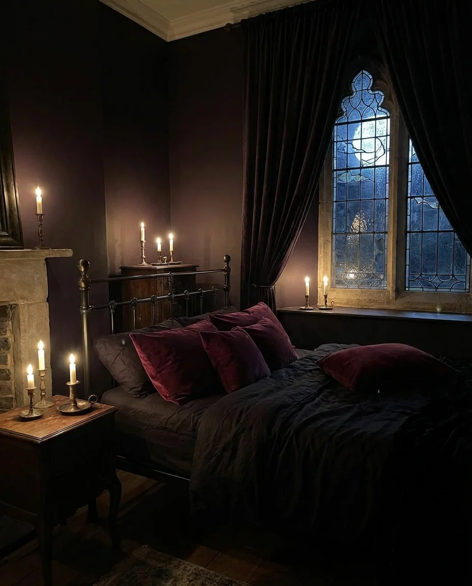 Dark Purple and Black Gothic Bedroom 1