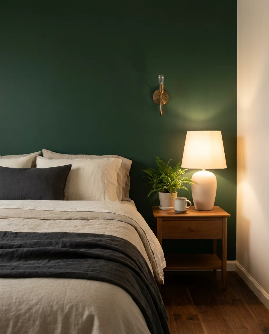 Deep Green Velvet Bed Wall 2