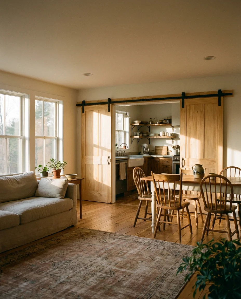 Double Sliding Barn Doors in an Open Floor Plan 1