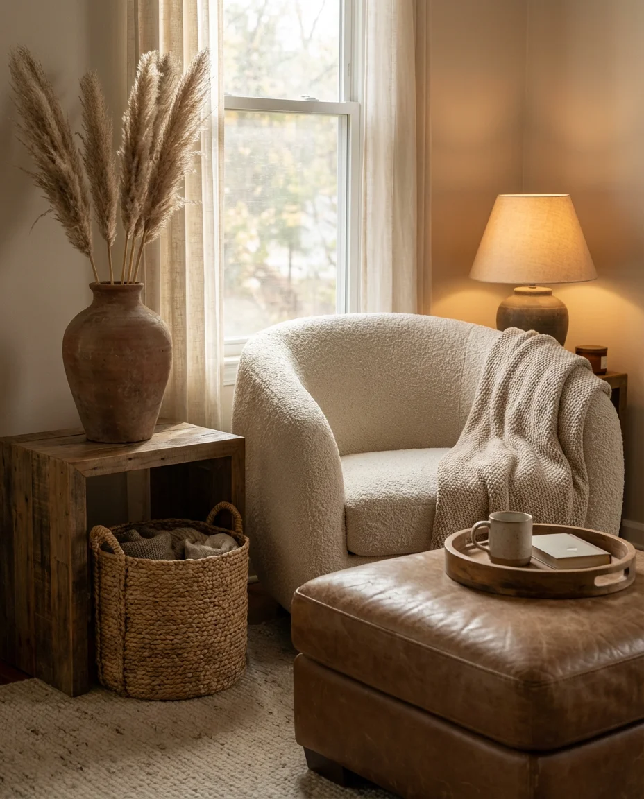 Earth Tones Living Room with Grey Couch 2