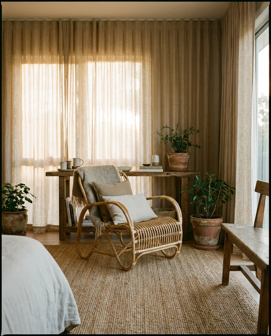 Earthy Tones Living Room Ideas with Rattan Furniture 2