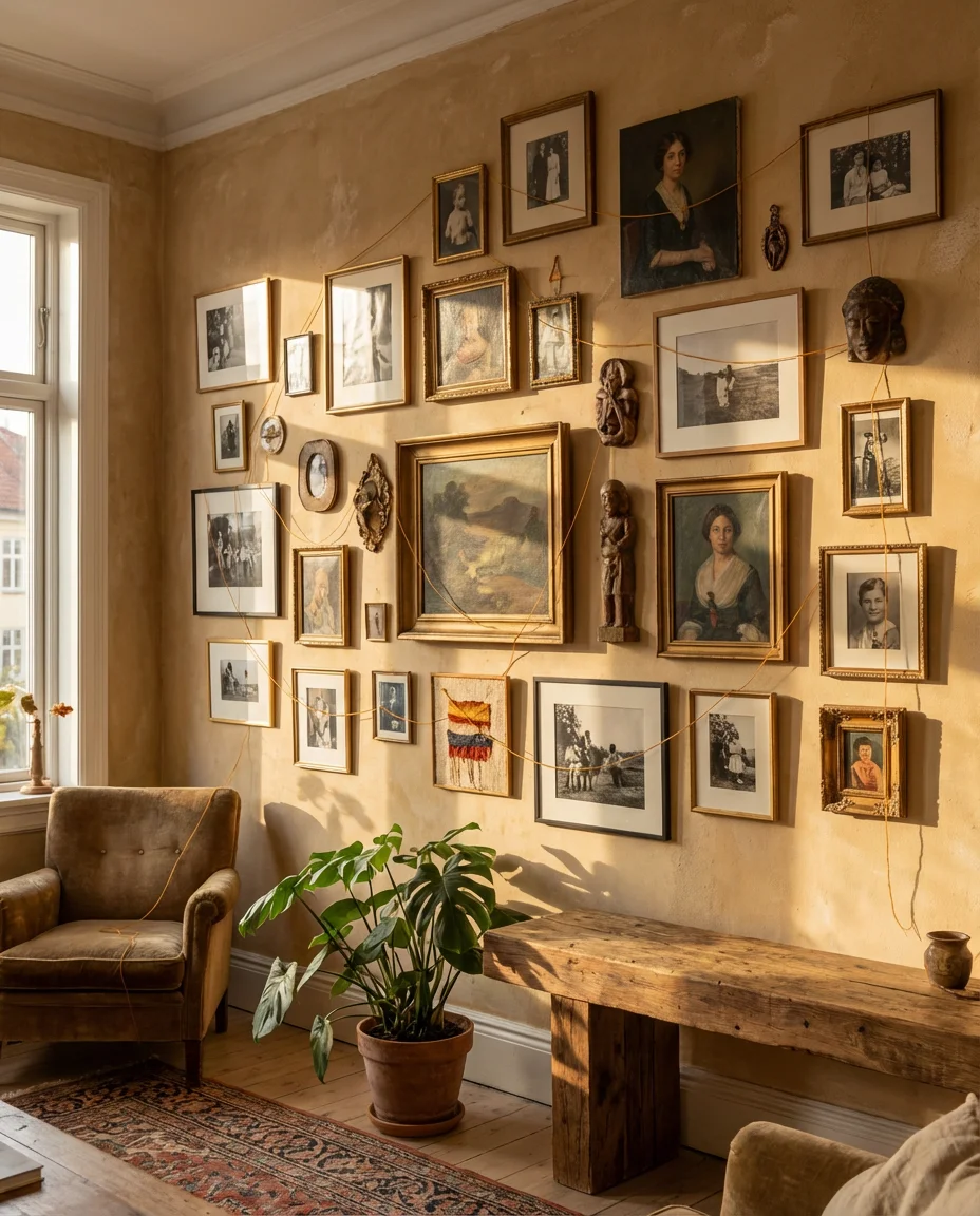 Eclectic Living Room Gallery with Mixed Frames 2