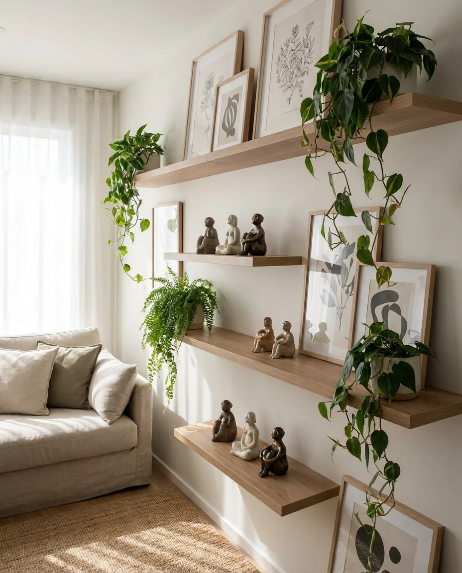 Eclectic Shelves and Art Mix in the Living Room 2