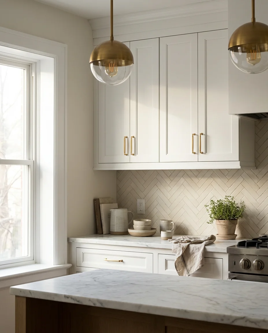 Elegant Tiny Kitchen With Marble Accents 1