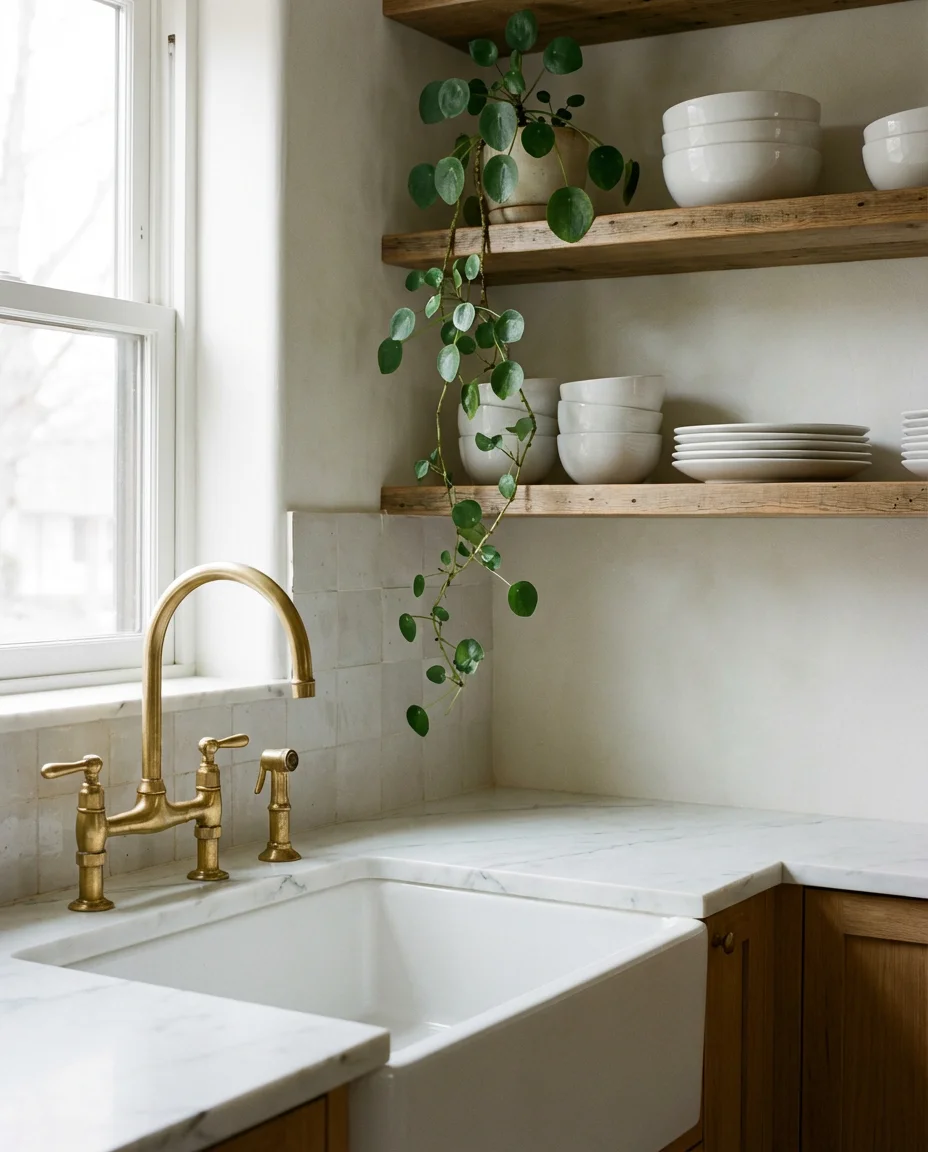 Elegant Tiny Kitchen With Marble-Accents 2