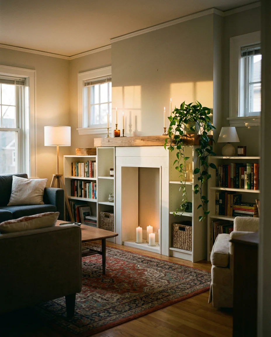 Faux Fireplace for Apartments and Rentals 2