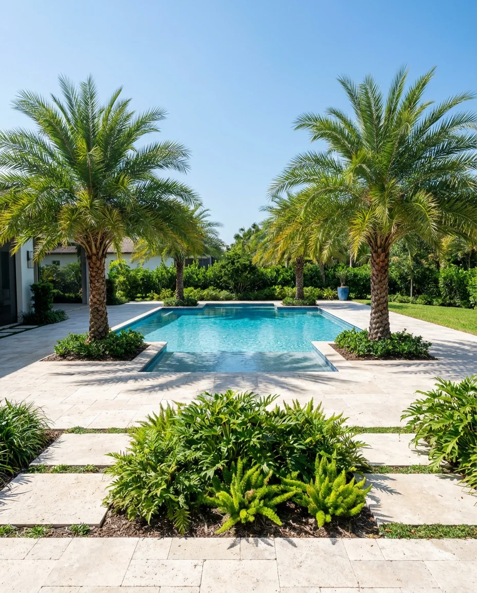 Florida-Style Backyard with Pavers and Palms 1