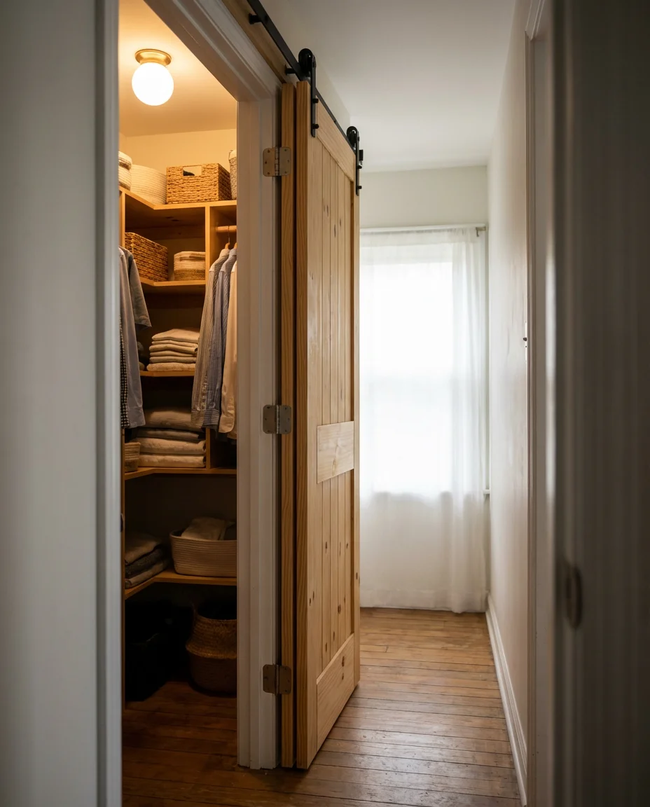 Foldable Barn Door for a Compact Closet 1