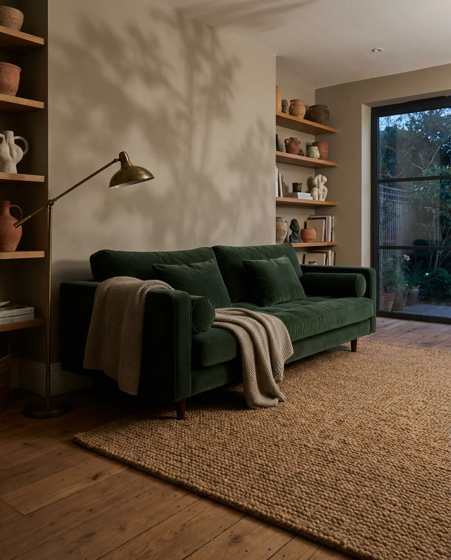 Forest Green Couch as the Rooms Anchor 1