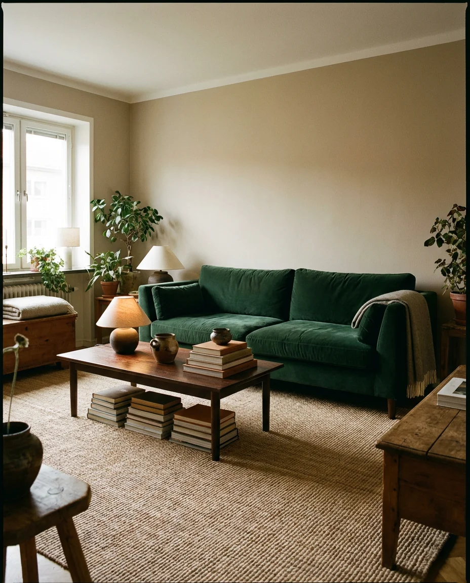 Forest Green Couch as the Rooms Anchor 2