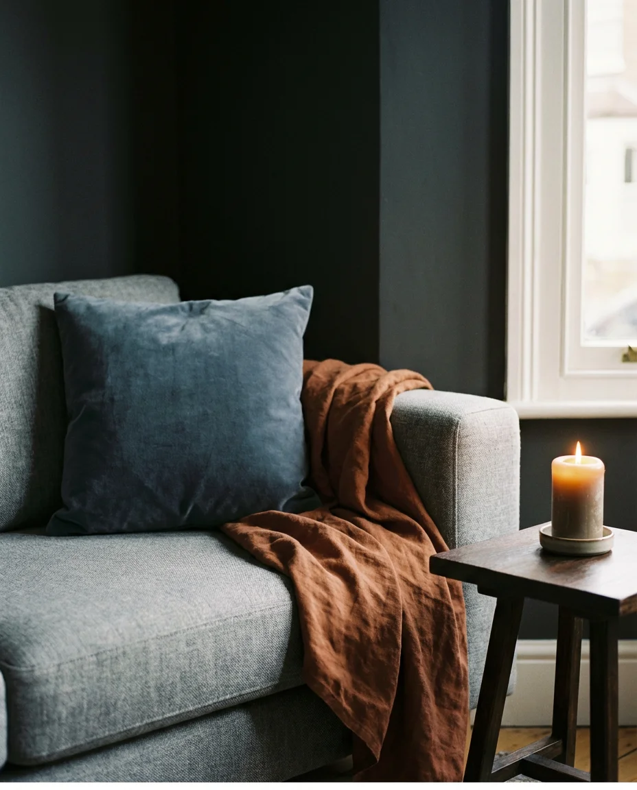 Grey Couch in a Layered Moody Interior 2
