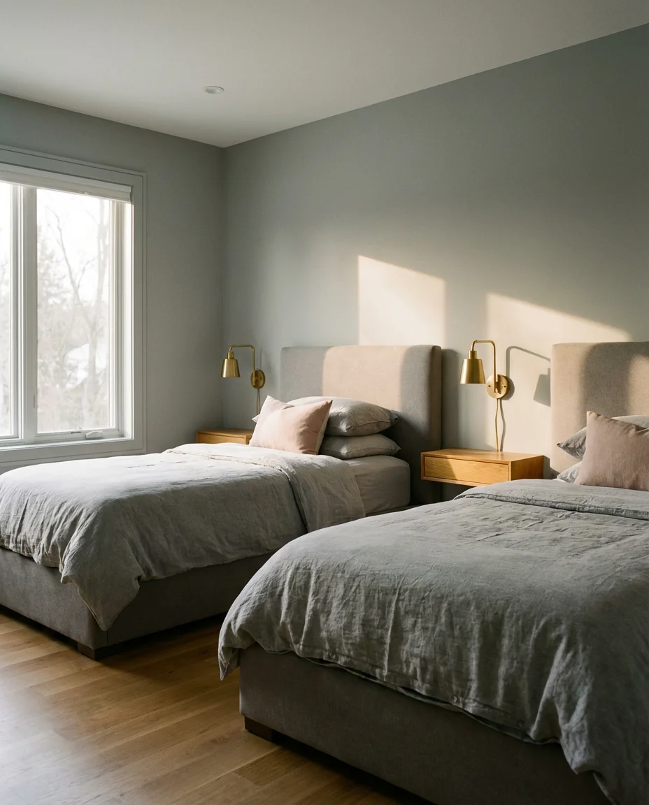 Grey Twin Bedroom With Sophisticated Neutral Layers 1