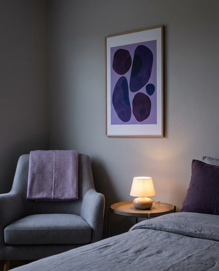 Grey and Purple Modern Bedroom 2