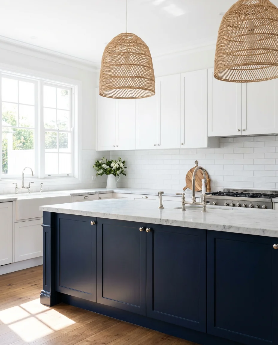 Hampton Style Blue and White Kitchen 1