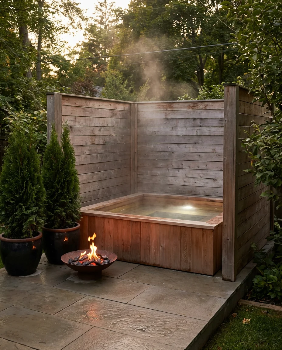 Hot Tub Patio With Privacy Screening 1