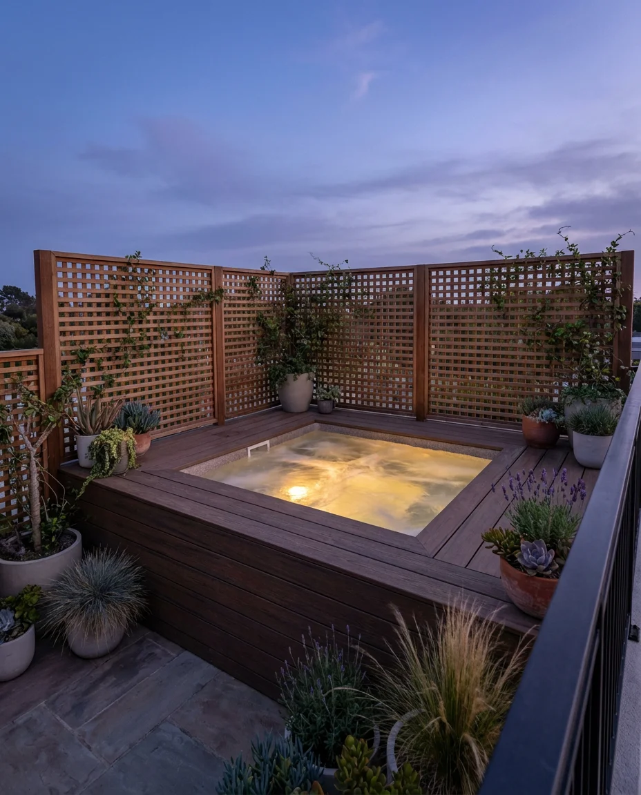 Hot Tub Patio With Privacy Screening 2