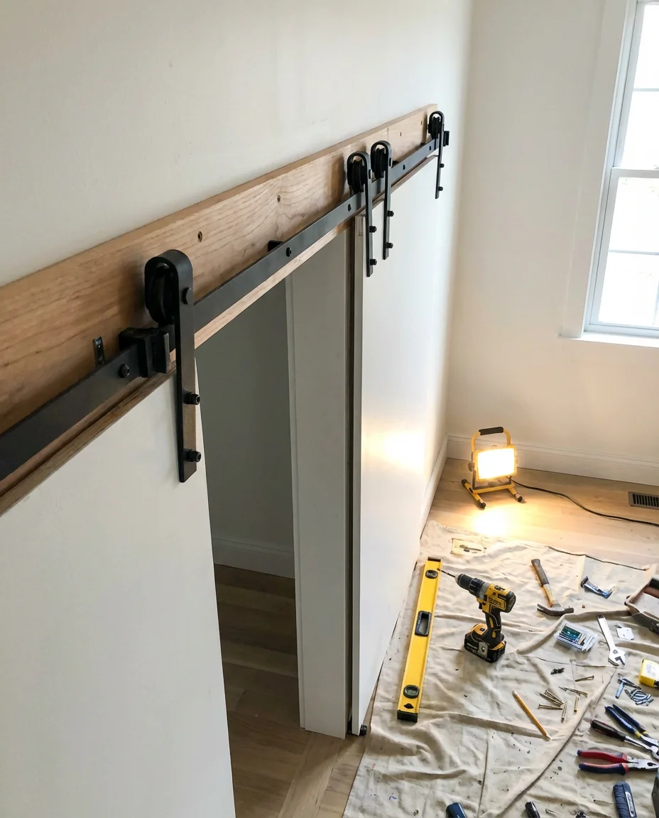How to Install a Barn Door Over an Existing Frame 1